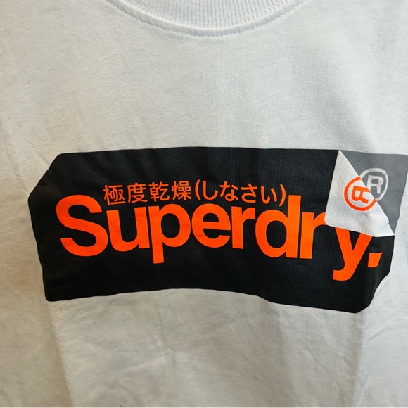 SUPERDRY Men’s Short Sleeve Logo T-shirt CORE Regular Fit White - Picture 6 of 9